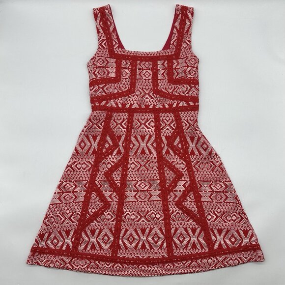 Anthropologie Maeve Emma Women's Size 6 Red Crochet Bandana Swing Mini Dress - Picture 2 of 9